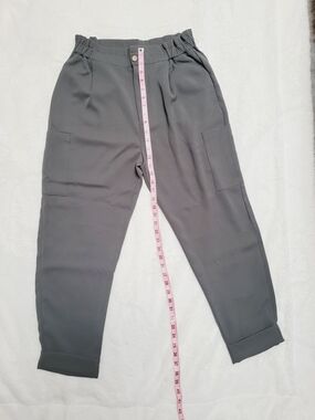 Zara Olive Gray High-Waist Tapered Pants